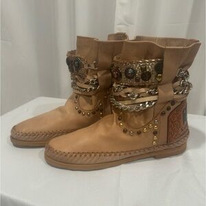 Karma of Charme Italian Crafted Handstitched Leather Bohemian Boots